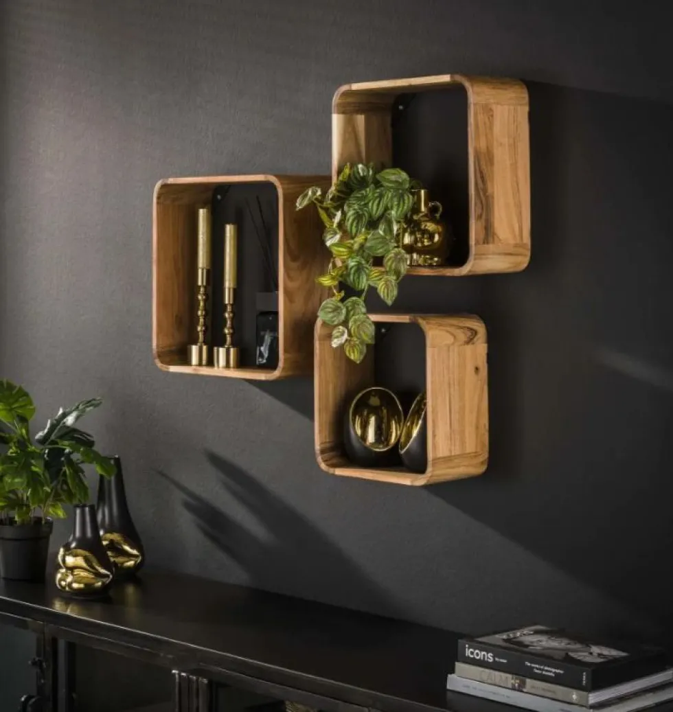 Amsterdam Box seinähyllysetti, akaasia