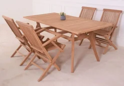Aruba pöytä + 4 Bermuda tuolia, tiikkiä