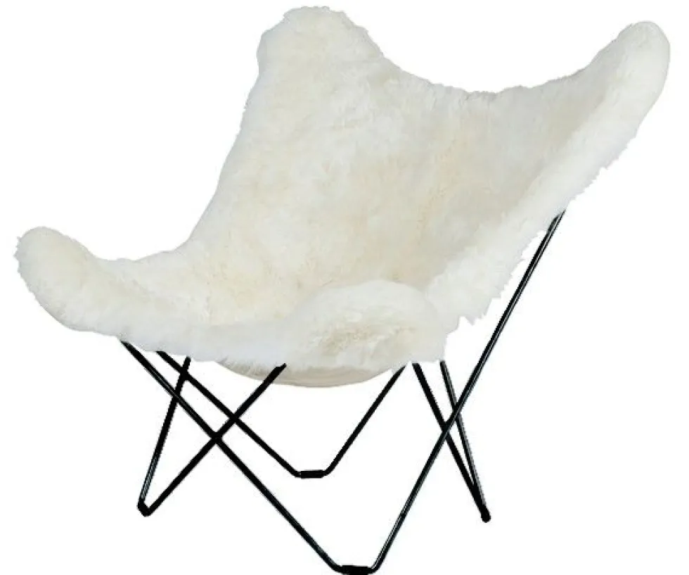 Cuero Lepakkotuoli Iceland Mariposa, White Shorn