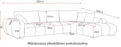 Dumbo avokulmasohva 300x209 cm, oranssi