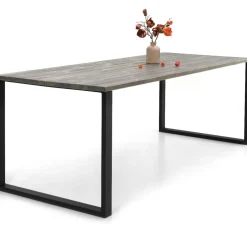 Edna ruokapöytä 140 x 90 cm harmaa, mustat metallijalat