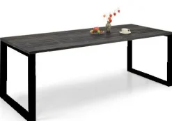 Edna ruokapöytä 220 x 90 cm musta, valkoiset tai mustat metallijalat