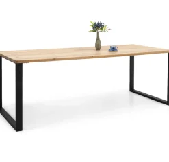 Edna ruokapöytä 180 x 90 cm ruskea, mustat metallijalat