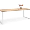 Edna ruokapöytä 220 x 90 cm ruskea, valkoiset metallijalat