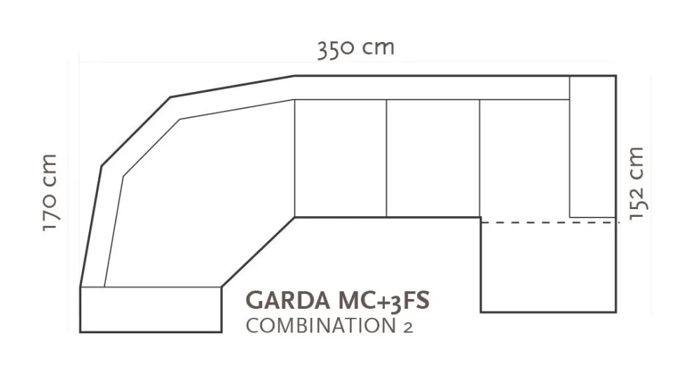 Garda 60-kulmasohva, eri värejä
