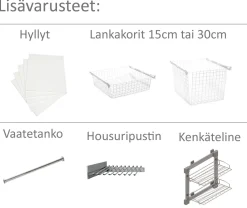 Hiipakka Eazy-komero 50 x 191 cm, muokattava