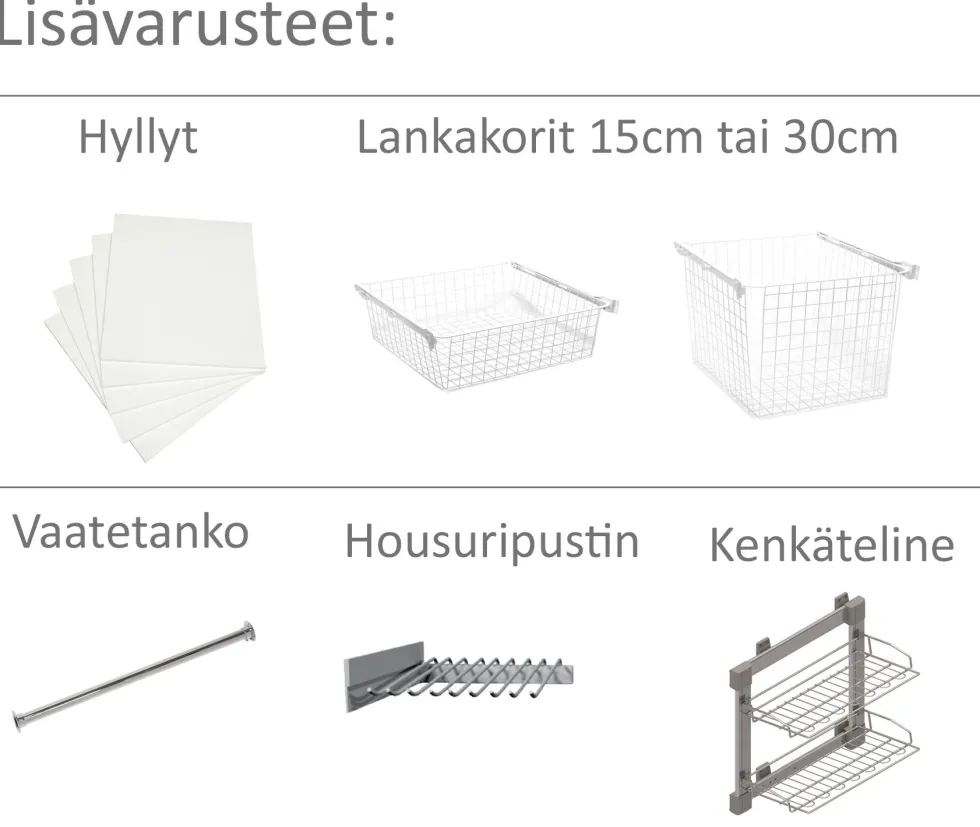 Hiipakka Eazy-komero 50 x 191 cm, muokattava