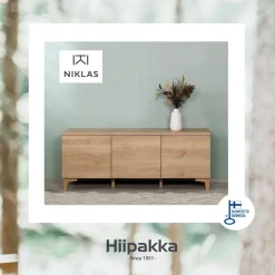 Hiipakka Niklas tv-taso 150 cm, umpiovilla ja laatikoilla