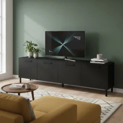 Hiipakka Solo TV-taso 220 cm ovilla, musta