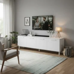 Hiipakka Solo TV-taso 220 cm ovilla, valkoinen