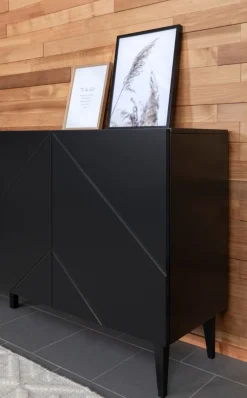 Hiipakka Vilja senkki 200cm laatikoilla ja ovilla, musta