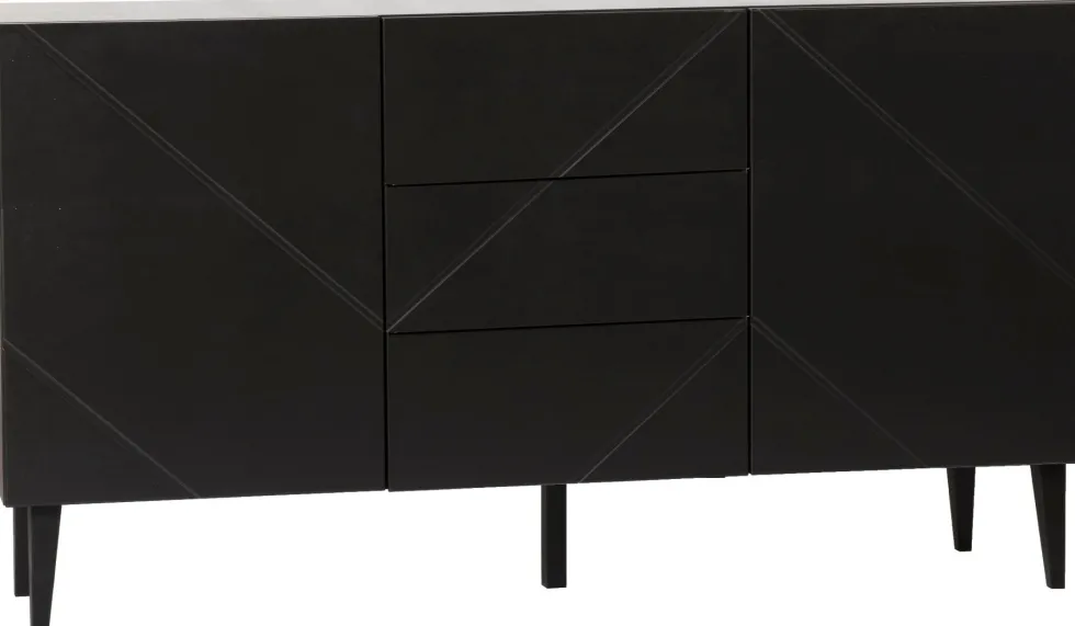 Hiipakka Vilja senkki 150cm laatikoilla ja ovilla, musta