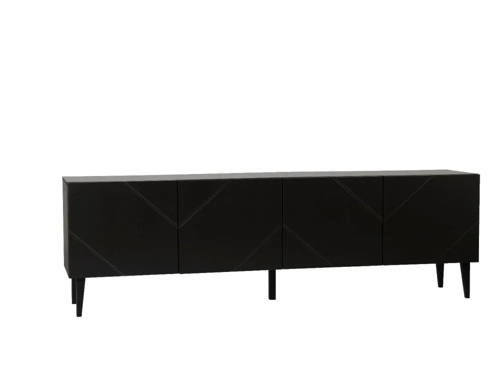Hiipakka Vilja tv-taso 200cm ovilla, musta