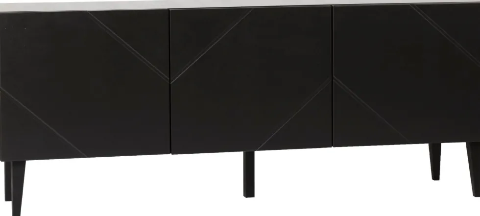 Hiipakka Vilja tv-taso 150cm ovilla, musta