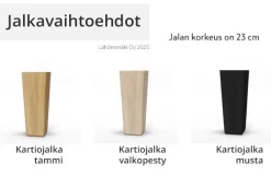 Jensen Onyx runkosänky, eri kokoja
