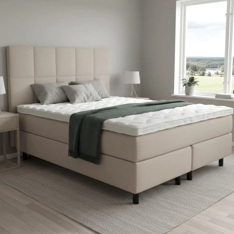 Komia 180x200 cm jenkkisänky + sängynpääty, taupe