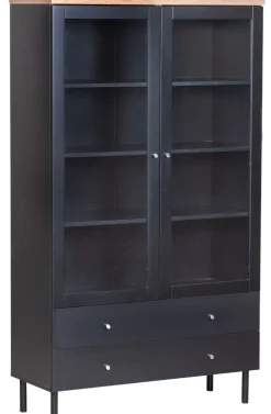 Lehto vitriini 101cm, musta/tammi