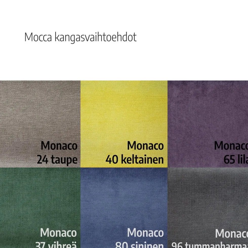Mocca divaanisohva, eri värejä