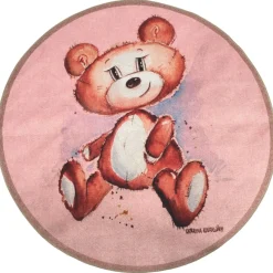 Nalle Karhu pinkki -matto, pyöreä 120 cm
