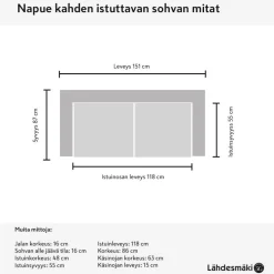 Napue 2-istuttava sohva beige