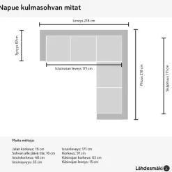 Napue kulmasohva tummanharmaa