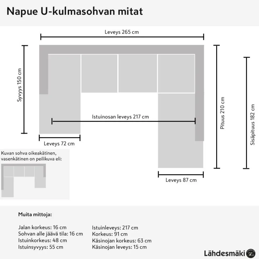 Napue U-kulmasohva tummanharmaa