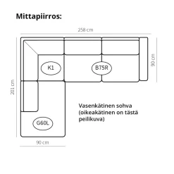Neiser Rotterdam avokulmasohva, tummanharmaa