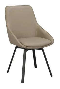 Rowico Alison ruokapöydän tuoli, beige nahka / mustat metallijalat