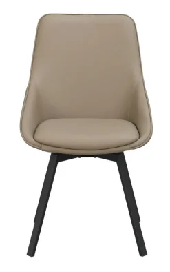 Rowico Alison ruokapöydän tuoli, beige nahka / mustat metallijalat
