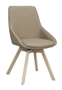 Rowico Alison ruokapöydän tuoli, beige nahka / valkopesty tammi