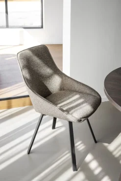 Rowico Alison tuoli tumma beige, mustat metallijalat