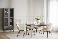 Rowico Alison tuoli vaalea beige, mustat metallijalat