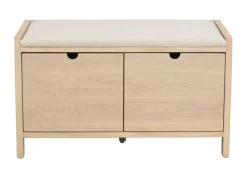 Rowico Hillmond-istuinpenkki 2-laatikolla, valkopesty tammi/beige
