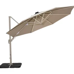 Solar LED riippuva aurinkovarjo 350 cm, hiekan väri