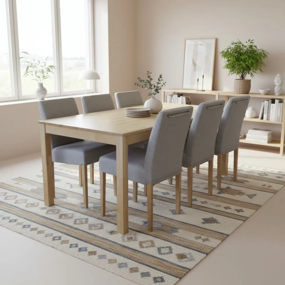 Vilja koivu ruokaryhmä Tähkä tuoleilla kuudelle 90x170